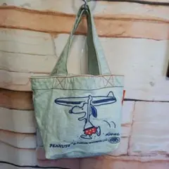 ブーフーウー　スヌーピー　デニム　サーフィン　ランチ　トート　ブルー　水色