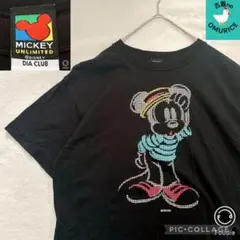 【90s vintage】ディズニー クロスステッチ風　ミッキー 半袖 Tシャツ