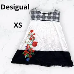 ＊デシグアル＊ノースリーブ チュニック ブラウス 刺繍 花柄 S-M相当 重ね着