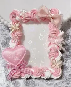 ホイップデコ硬質トレカケースB8ピンク白ミックス ハート リボン 蝶TC-187