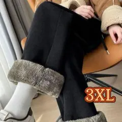 裏起毛コーデュロイパンツ【ブラック3XL】ふわもこゆったり