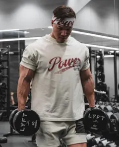 LYFT × POWERHOUSE GYM ビッグTシャツ アイボリー Sサイズのサムネイル
