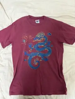 青いドラゴン Tシャツ バーガンディ