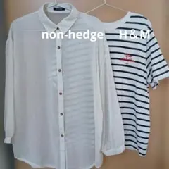 non-hedge シアーシャツ アイボリー　H＆M　ボーダーカットソーセット