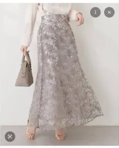natural couture osono長さ変えれるチュール刺繍レーススカートのサムネイル