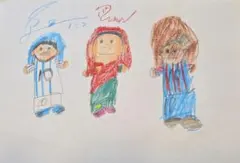 手描きイラスト サッカー選手 3人組