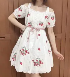 アベイル まゆろん×majoretty いちごリボン柄ワンピース ホワイト