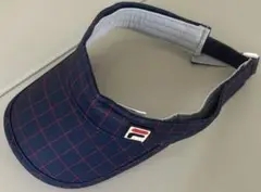 フィラ　紺✖️赤チェック　サンバイザー