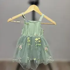 グリーン 刺繍入り ベビードレス