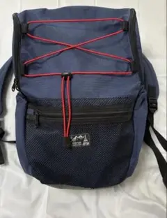 【多機能】アウトドア リュック ネイビー × レッド メッシュポケット付 軽量