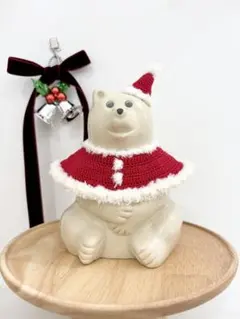 ポーラベア（しろくま貯金箱）クリスマス⭐︎サンタ帽子 クリスマスポンチョ2点セット