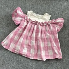 ケイトスペード　オフショル　140 ピンク　チェック