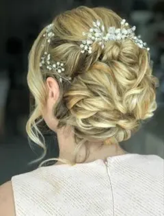 金色の葉とパールのヘアピン誕生日パーティー結婚式