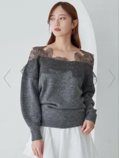 SNIDEL レーストリミングニットプルオーバー