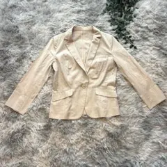 ru マルイ ベージュ ストライプ テーラードジャケット