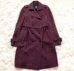 ✨激レア♡圧巻カラー✨バーバリーロンドン　ロングコート　ツイード　ロゴ刻印ボタン