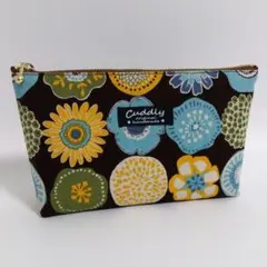 ❁マチ付きファスナーポーチ❁　北欧風フラワー　化粧ポーチ