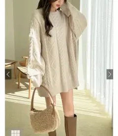 GRL ケーブル編みビッグニットチュニック　ニットワンピース セーター タグ付き