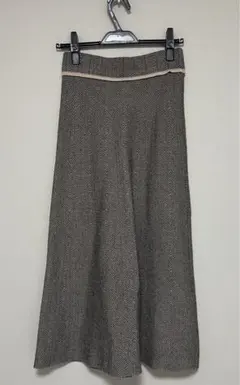 ニット　チェック　ロングスカート