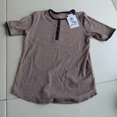 ブラウン ストライプ 半袖 Tシャツ Lサイズ