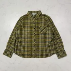 カジュアル シャツ チェック 長袖 グリーン M ポリエステル 通勤 春秋
