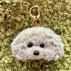 うるうるトイプードル　毛糸キーホルダー＊ぬいぐるみマスコット　グレーシルバー　犬