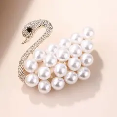 白鳥　ブローチ　パール　コサージュ　スワン　高見え　卒業式　入学式