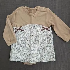 新品未使用★アプレレクール★総柄フリル切替カバーオール ベージュ/80㎝ 送料込