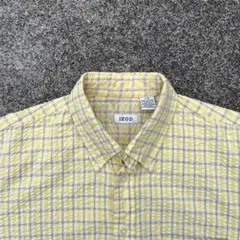 IZOD シアサッカー　イエローチェック 半袖シャツ