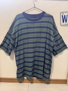 NIKO AND ... 緑と紫のストライプ Tシャツ Lサイズ