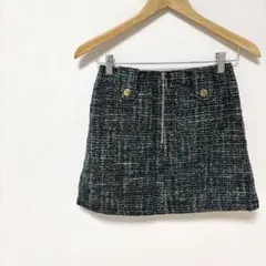 【レディアゼル】インパン付きツイードミニスカート　S　青ブルー系　大人可愛い
