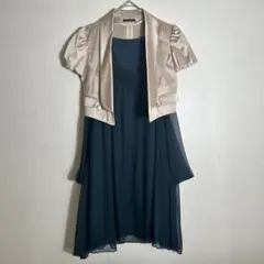 パーティードレス セットアップ　マキシ丈　ボレロ　グリーン ゴールド 美品