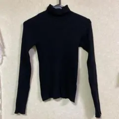 RETRO GIRL リブ タートルネック ニット ブラック
