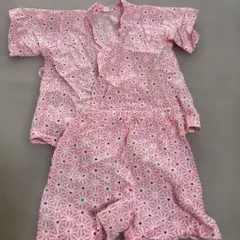 花柄ピンク甚平 サイズ90 綿100%