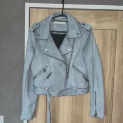ZARA BASIC ライトブルー ライダースジャケット