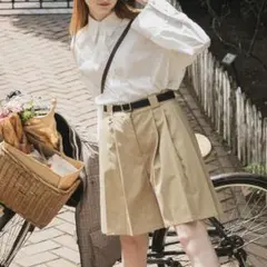 BONLECILL（ボンルシール） チノプリーツキュロットパンツ