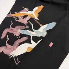 ア*ア様 作家物 黒留袖 正絹 裄67 鶴 友禅 5ツ紋 着物 あ-25