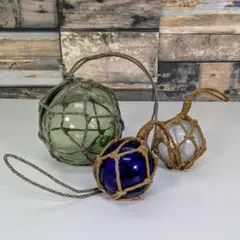 希少色！ガラス製 浮き玉 装飾用 フロートボール 3色3個セット