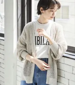 URBANRESEARCH 透かし柄 ガウンカーディガン　アイボリー