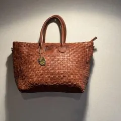 美品★ロビタ多色編み込みレザーボストンバッグ★レディースバッグ★送料込み robita ロビタ ロビータ】バイヤス メッシュ レザー 2way