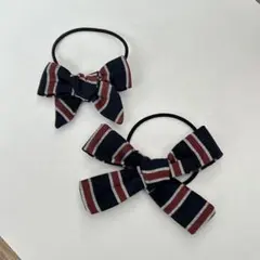 ストライプリボンヘアゴム2個セット