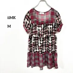iiMK レトロ風 幾何学模様 チェックチュニック M 38 f008のサムネイル