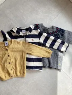 プチバトーPETIT BATEAUベビー服 3点カーディガン・ポロシャツ・ニット