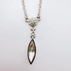 【SWAROVSKI】シルバー ロングドロップ ストーン付ネックレス 44cm