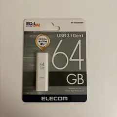 ELECOM USBメモリ 64GB MF-TKU3064GWH