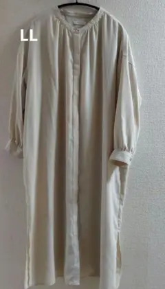 大きいサイズ　LL SELKEYS アイボリー シャツワンピース 長袖