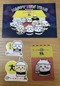 ちいかわラーメン豚 ポストカード ステッカー ノベルティ