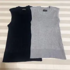 SPIGA ノースリーブ ニット 2枚セット グレー ブラックのサムネイル