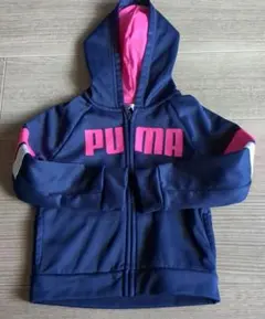 PUMA フルジップ フード付き パーカー US 4 ネイビー・ピンク