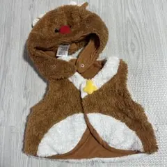 フード付き着ぐるみ 70-80サイズ ブラウン/ホワイト